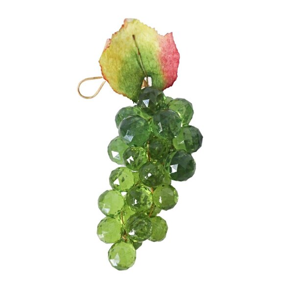 Vintage Mid-Century Modern Faceted Avocado Green Acrylic Grapes Cluster Decor - Picture 2 of 6
